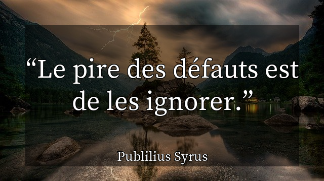 Le pire des défauts est de les ignorer.