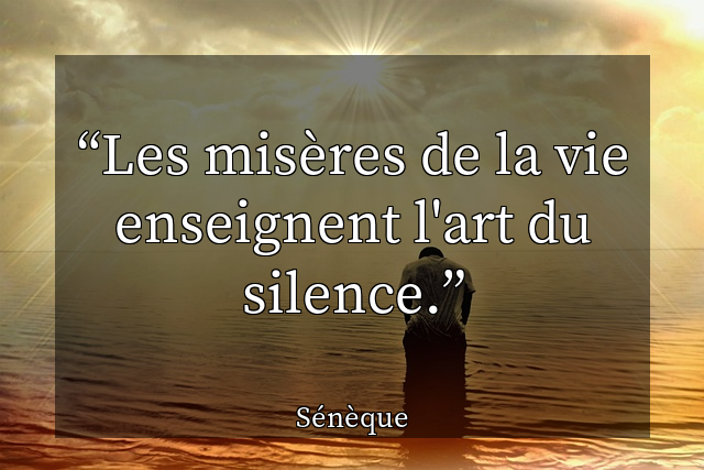 Les mis&egrave;res de la vie enseignent l'art du silence.