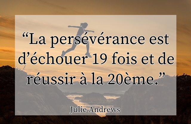 La pers&eacute;v&eacute;rance est d&rsquo;&eacute;chouer 19 fois et de r&eacute;ussir &agrave; la 20&egrave;me.