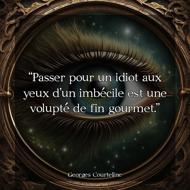 Passer pour un idiot aux yeux d'un imbécile est une volupté de fin gourmet.