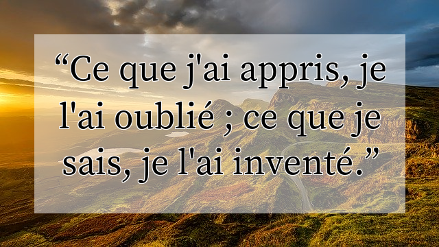 Ce que j'ai appris, je l'ai oublié ; ce que je sais, je l'ai inventé.